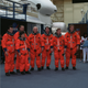 The seven crew members in training for the STS-95 mission aboard Discovery. Pictured, from the left, are Pedro Duque, Curtis Brown, Chiaki Nauto-Mukai, then-U.S. Sen. John H. Glenn Jr. (D.-Ohio), Stephen Robinson, Steven Lindsey and Scott Parazynski. (Image: NASA/JPL)